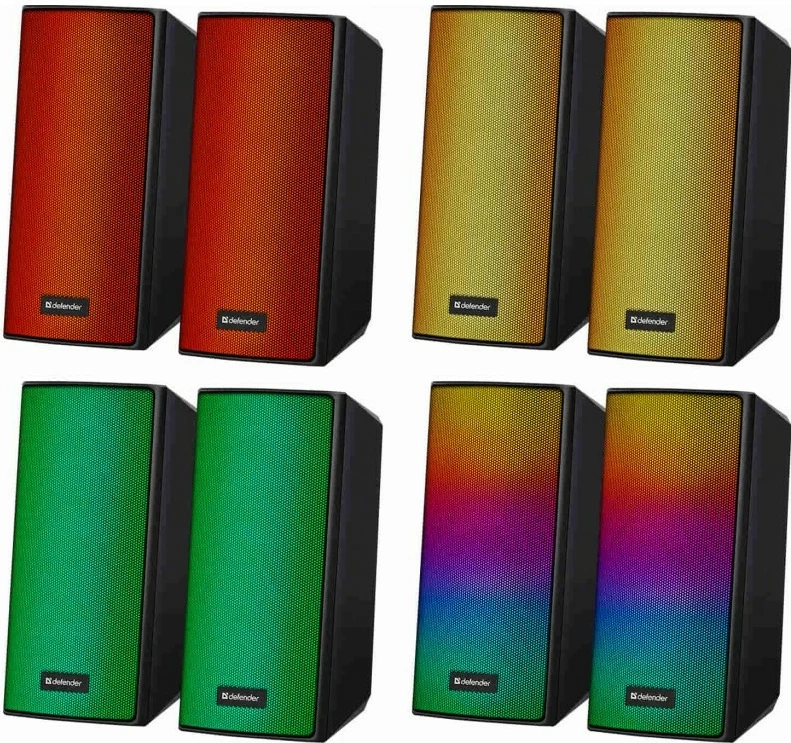 Zvočniki za računalnik Defender Spitfire 2.0, Bluetooth, 6 W, LED, črni (komplet)