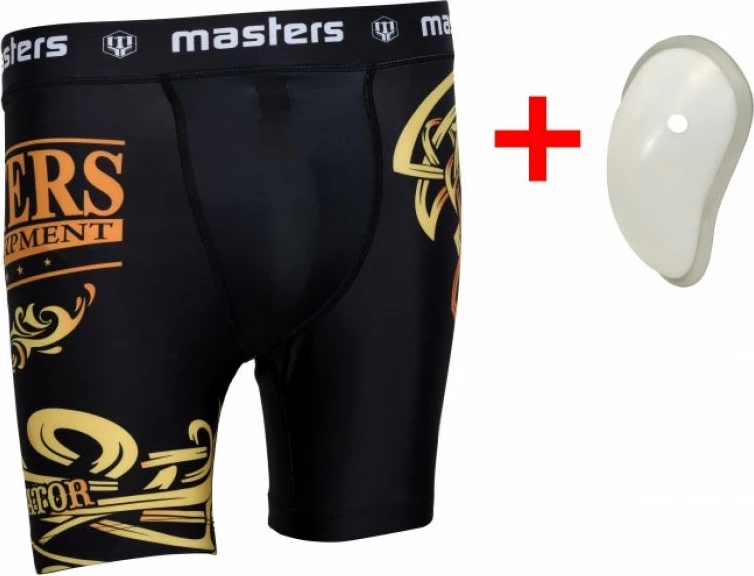 Šorce za moške Masters, črni z zlatimi detajli