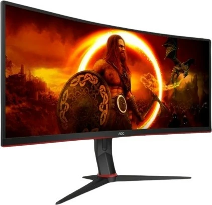 Ukrivljen 34‑palčni monitor, VA, 180 Hz, WQHD, črn, AOC CU34G2XP/BK