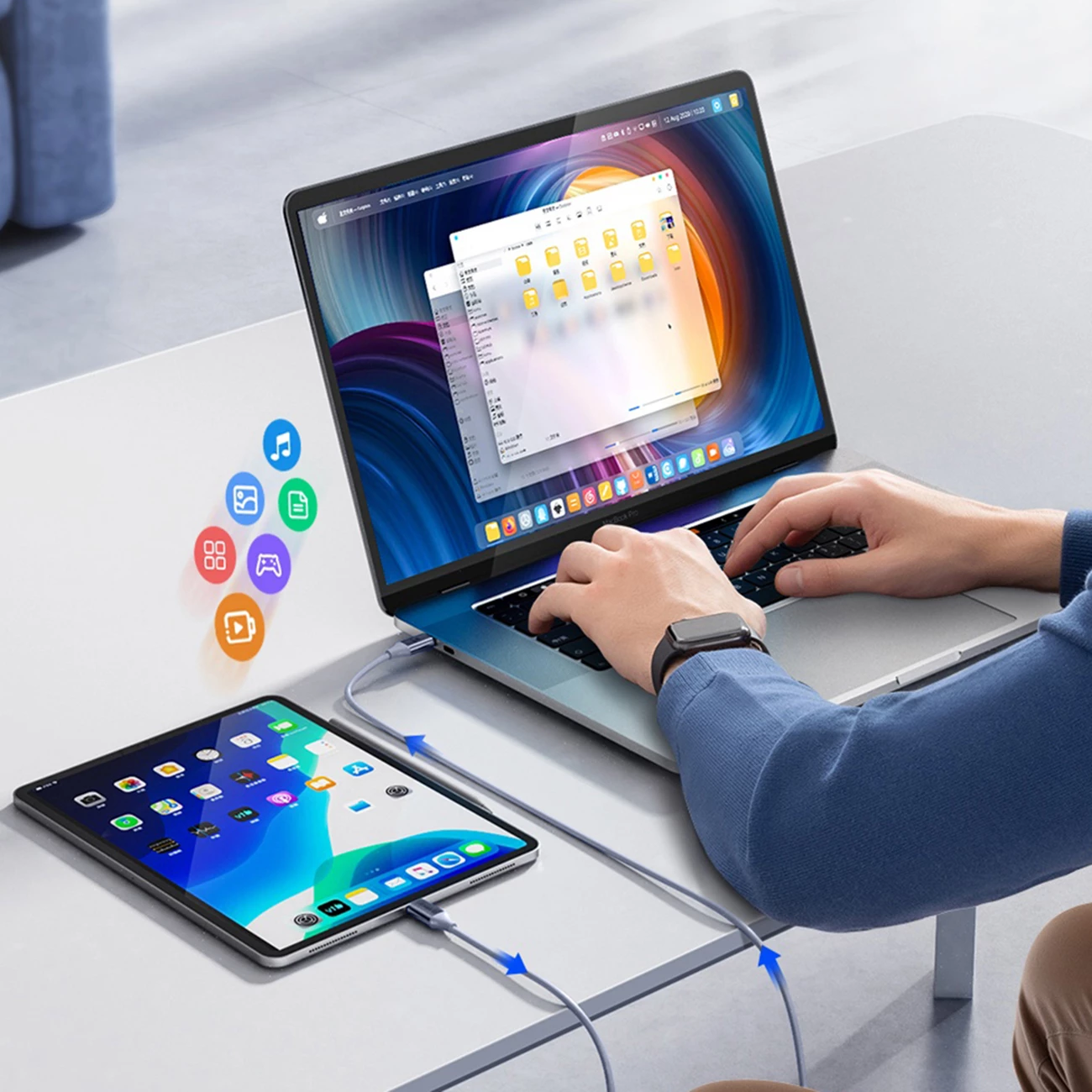 Kab I USB-C na USB-C, Orico CDX, 1 m, 100W, modra