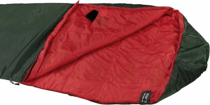 Spalna vreča High Peak Lite Pak 800, za pohodništvo in kampiranje, rdeče-zelena