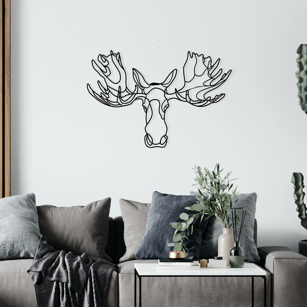 Kovinski stenski dekor Wallity Vaveyla 2, črn, 70 x 47 cm