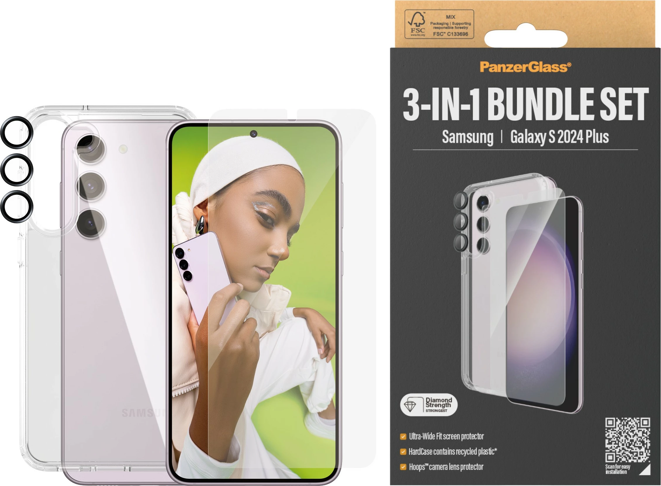Prozoren ovitek PanzerGlass 3-v-1 za Samsung Galaxy S24 Plus