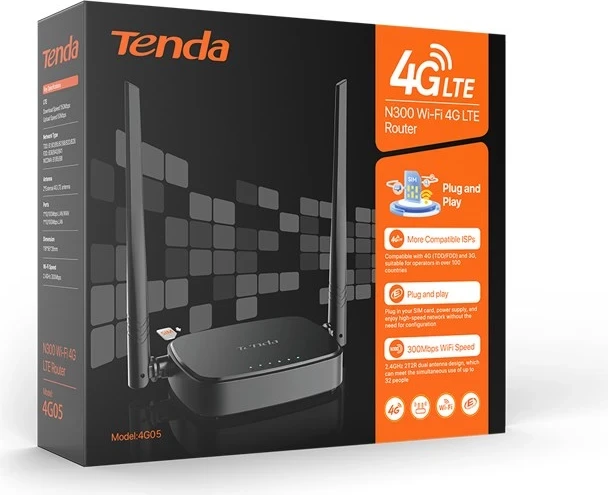 Brezžični usmerjevalnik 4G05 Tenda, hitri Ethernet, enopasovni (2,4 GHz), črn