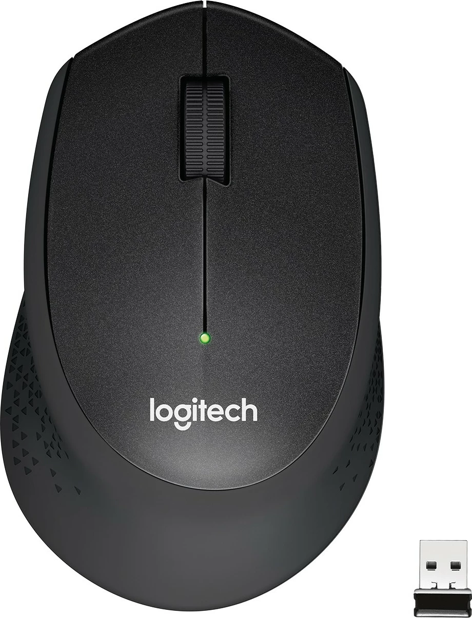 Brezžični tihi miš, Logitech M330 SILENT PLUS, desna, RF, 1000 DPI, črna
