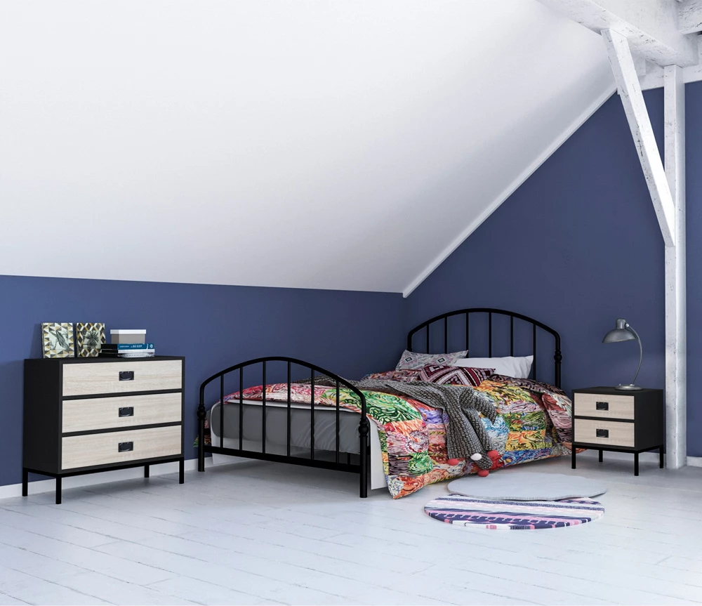 Nočna omarica, 2 predala, črni hrast - Sonoma decape, 50x35x55, Factory