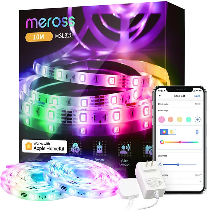 Pameten LED trak Meross MSL320, 10 m, RGB, Wi‑Fi, HomeKit