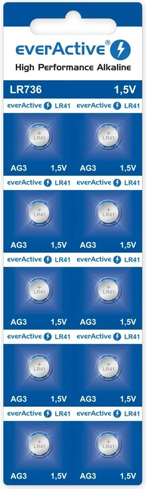 Mini alkalijske baterije everActive AG3 LR41 LR736, 1,5 V, 10 kosov