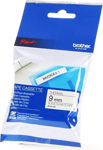 Toplotni nalepni trak 9 mm, črno na belem Brother MK221BZ