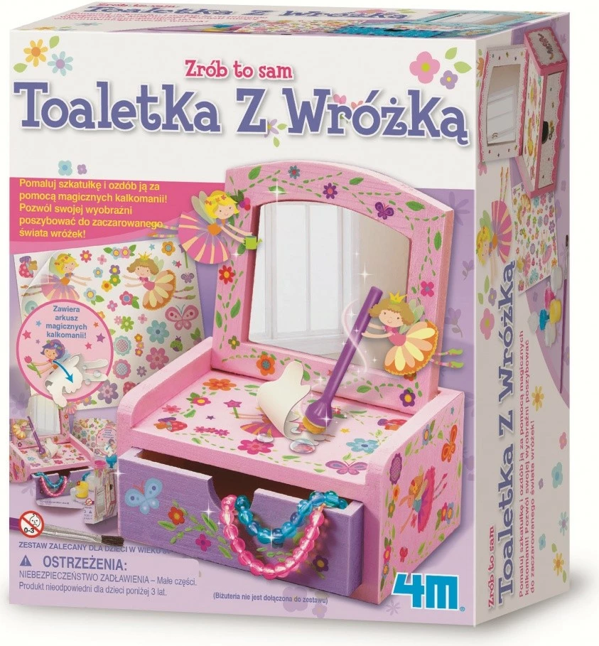 Leseni DIY set škatla za ličenje z ogledalom 4m Fairy Vanity, večbarvna, za dekleta