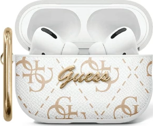 Ovitek za AirPods 3 Guess GUA3PG4GPH, s sponko 4G, bel