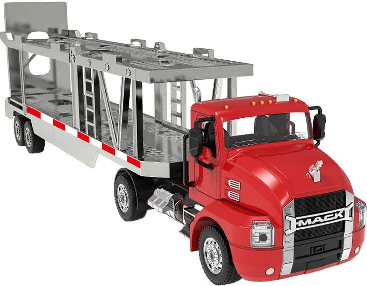 Transportni tovornjak za igrače z daljinskim upravljalnikom Double Eagle E583-003, 1:26, rdeč, komplet z 2 majhnima avtomobilčkoma