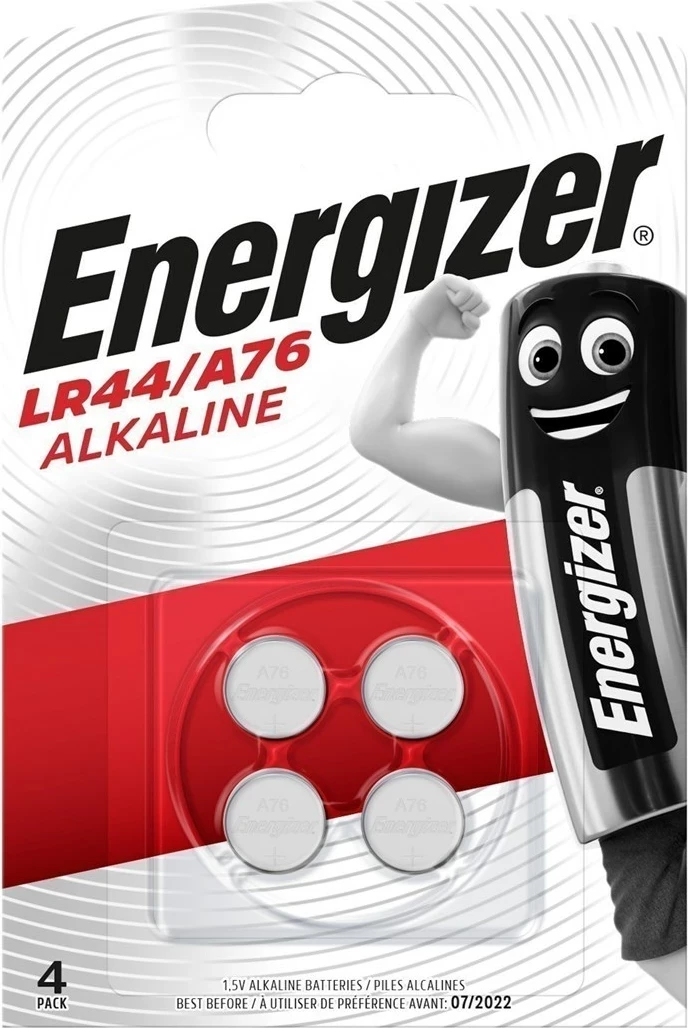 Baterija gumb Energizer LR44/A76, 1,5V, set 4 kos, srebrna
