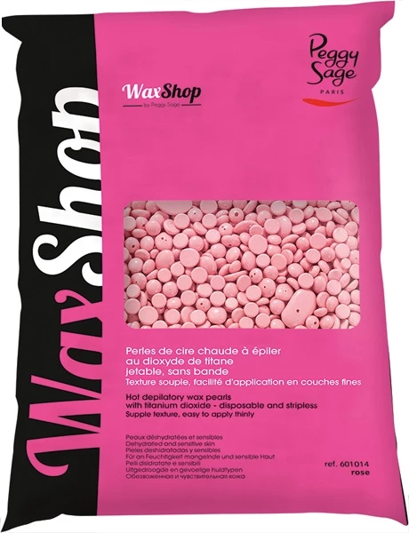 Topel vosek za depilacijo Peggy Sage Wax Shop Hot Wax Pearls Rose, 800 g