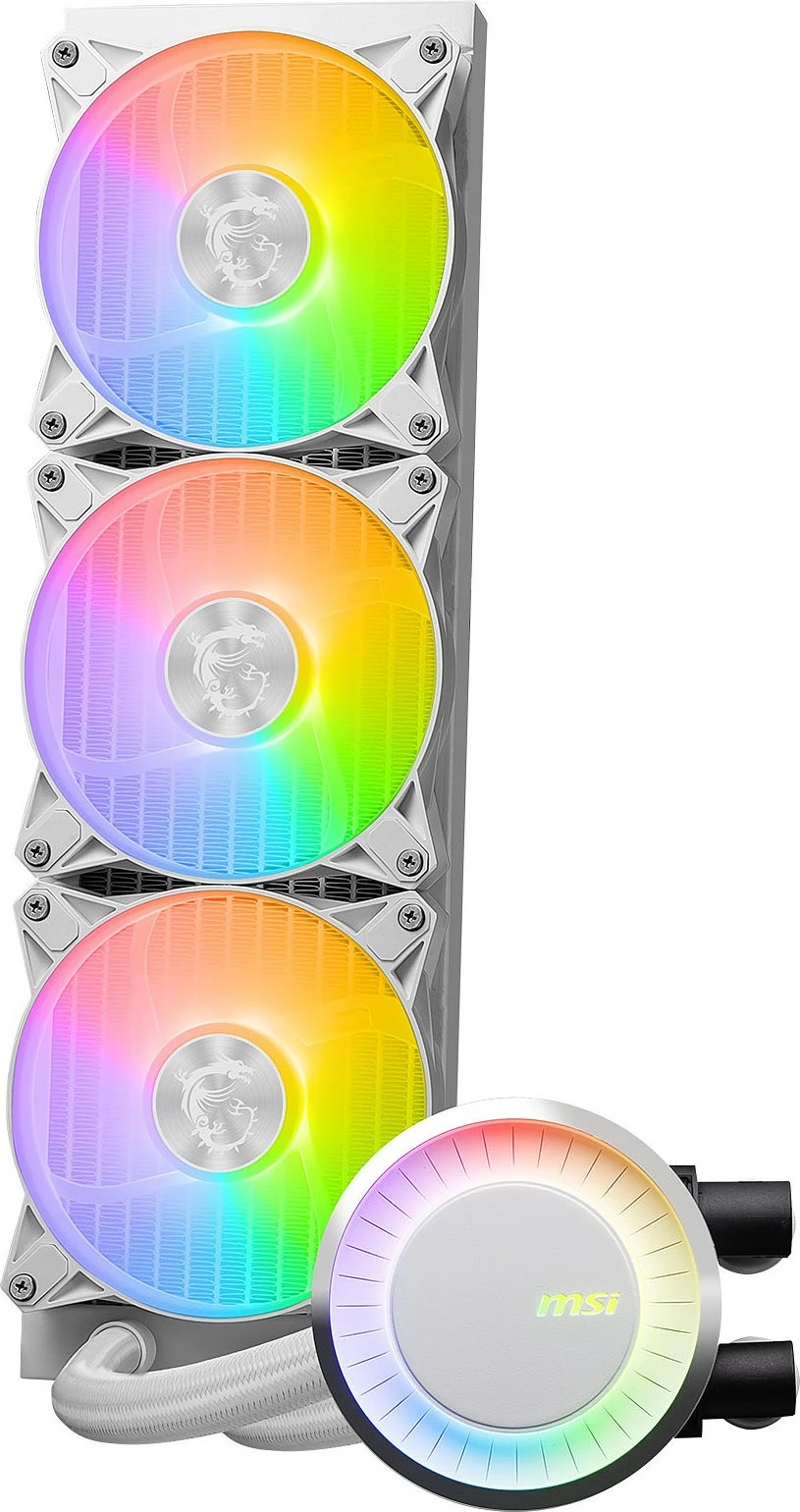 Ftohenje z vodnim hlajenjem MSI MAG Coreliquid E360, 3 ventilatorji 12 cm, RGB, bel