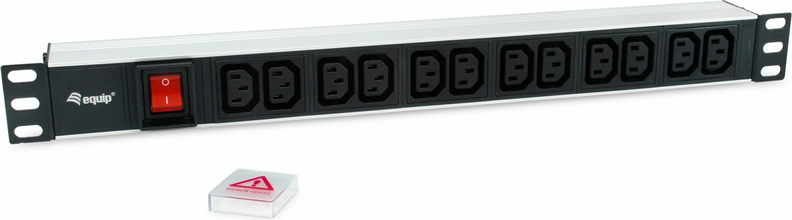 Enota za razdeljevanje energije Equip, 12 izhodov C13, 1U, aluminij, on/off, črno/srebrna