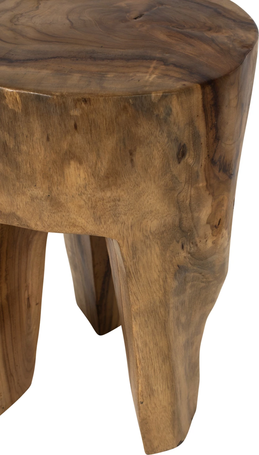3-nožni stol iz masivnega tikovega lesa v naravni barvi Φ30x40Hcm.FH9349