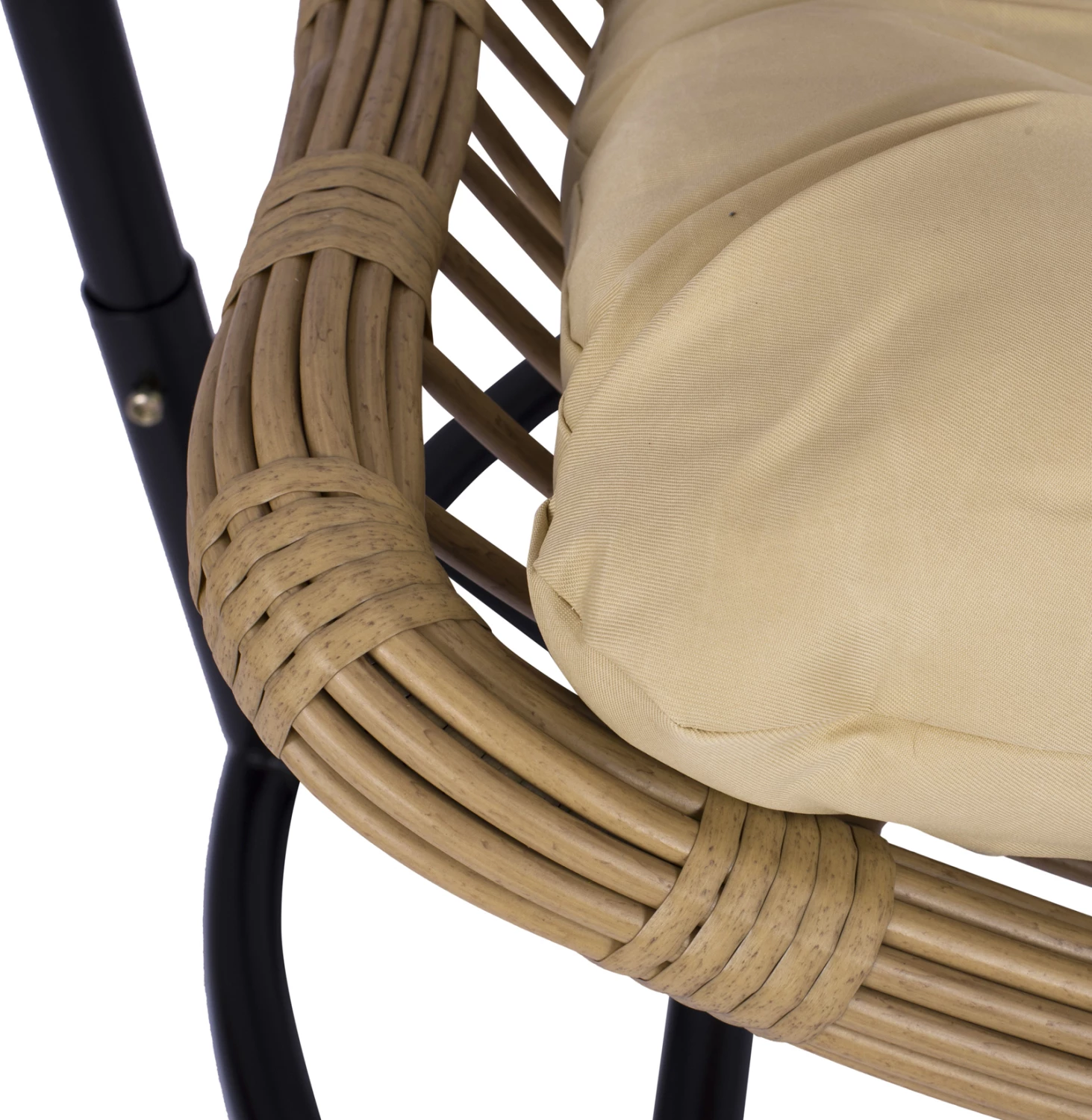 Viseče gnezdo LUCIA FH5676.01 iz bež ratana in blazin - črna kovina Φ95Χ195Hcm