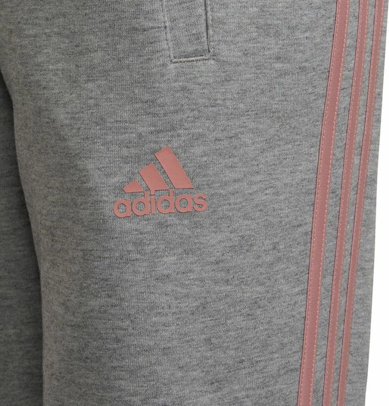 Otroške hlače adidas, sive z rožnatimi detajli