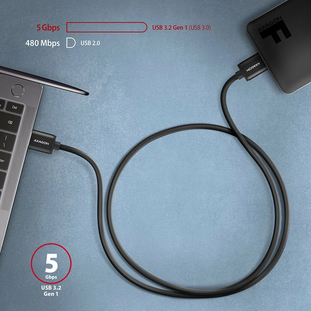Kabel Micro-B USB na USB-A, AXAGON BUMM3-AM10AB, 1 m, 3A, črn