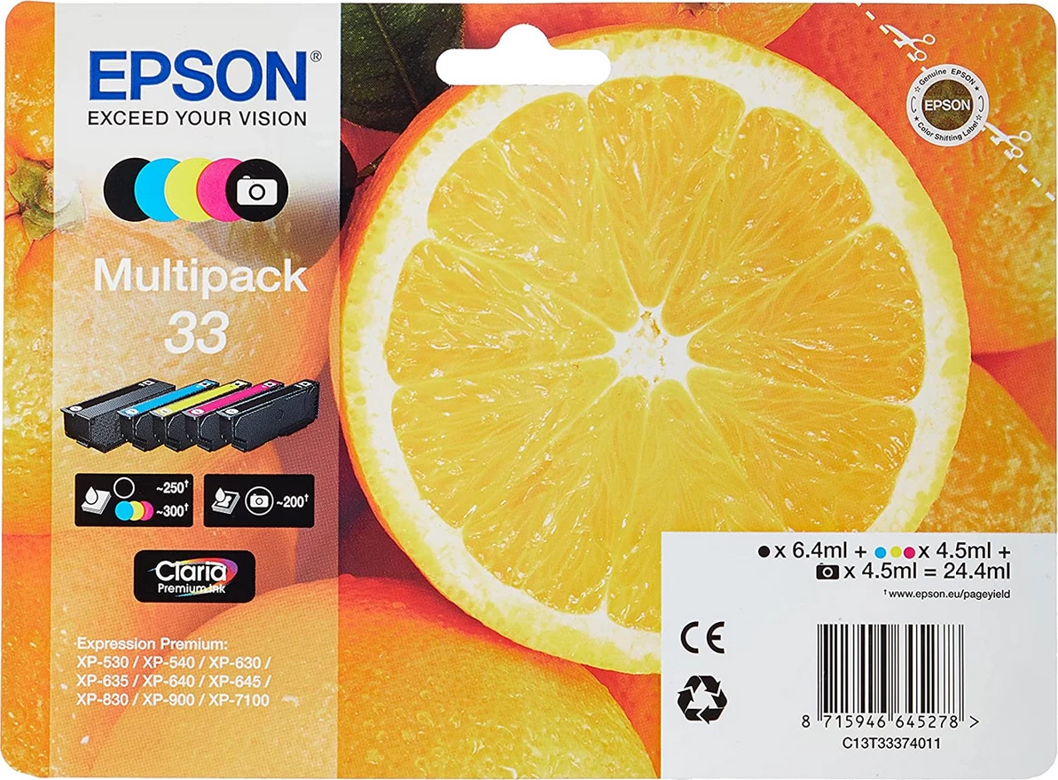 Komplet črnil 33 Multipack, 24,4 ml, črna, fotografsko črna, cijan, magenta, rumena — Epson C13T33374011