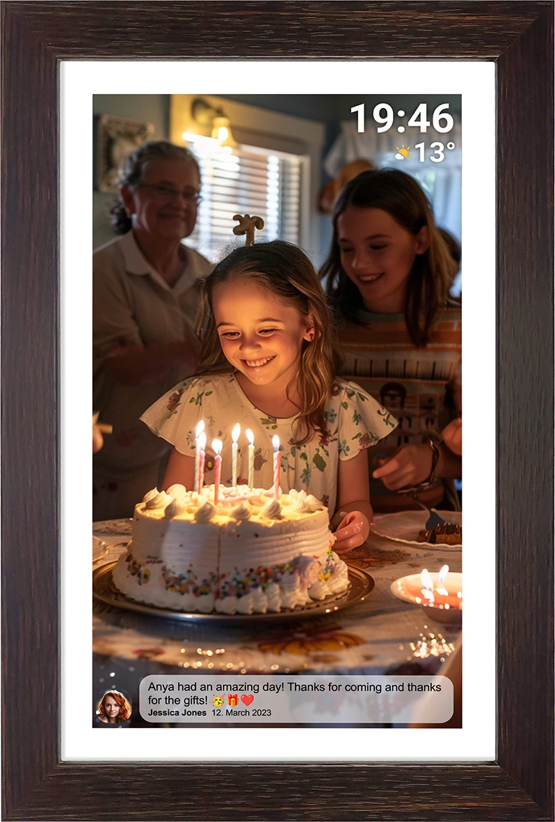 Digitalna okvir Denver Frameo PFF-1543DW, 15,6", 16 GB, Full HD, rjava