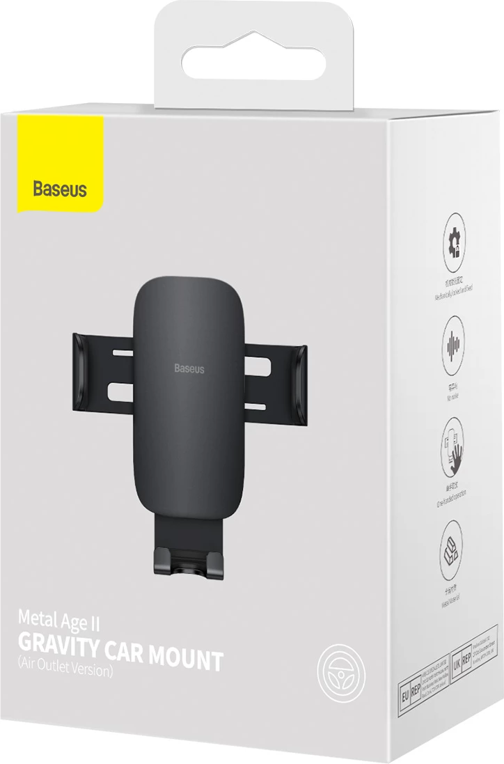 Nosilec za telefon v avto Baseus Metal Age II SUJS000001, gravitacijski, kovinski, črn