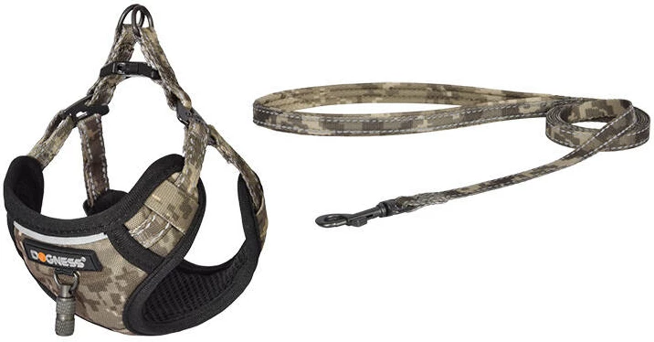 Set za sprehode za pse, oprtnik in povodec Dogness DOG SET CAMO, maskirni