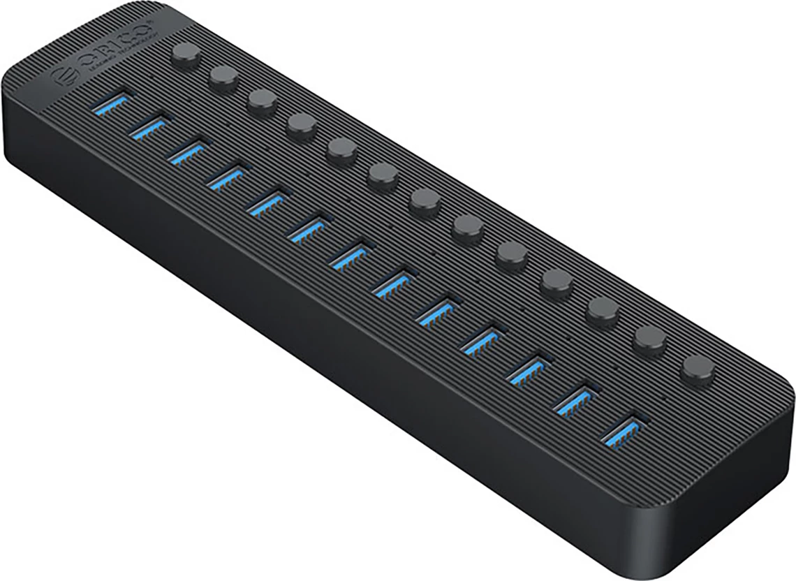 USB hub z 13 USB-A 3.0 priključki in stikali Orico CT2U3-13AB, črn