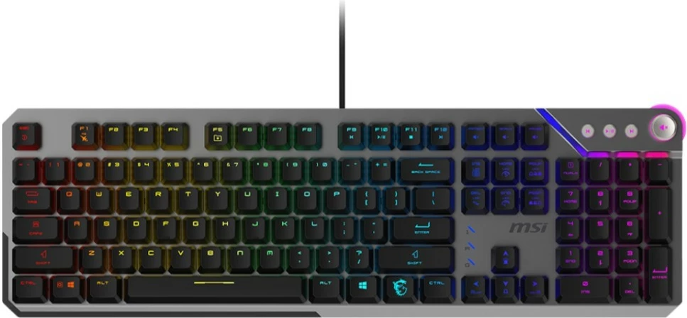 Mehanska tipkovnica z RGB osvetlitvijo, MSI Strike 600 Silent US, s kablom, črno/srebrna