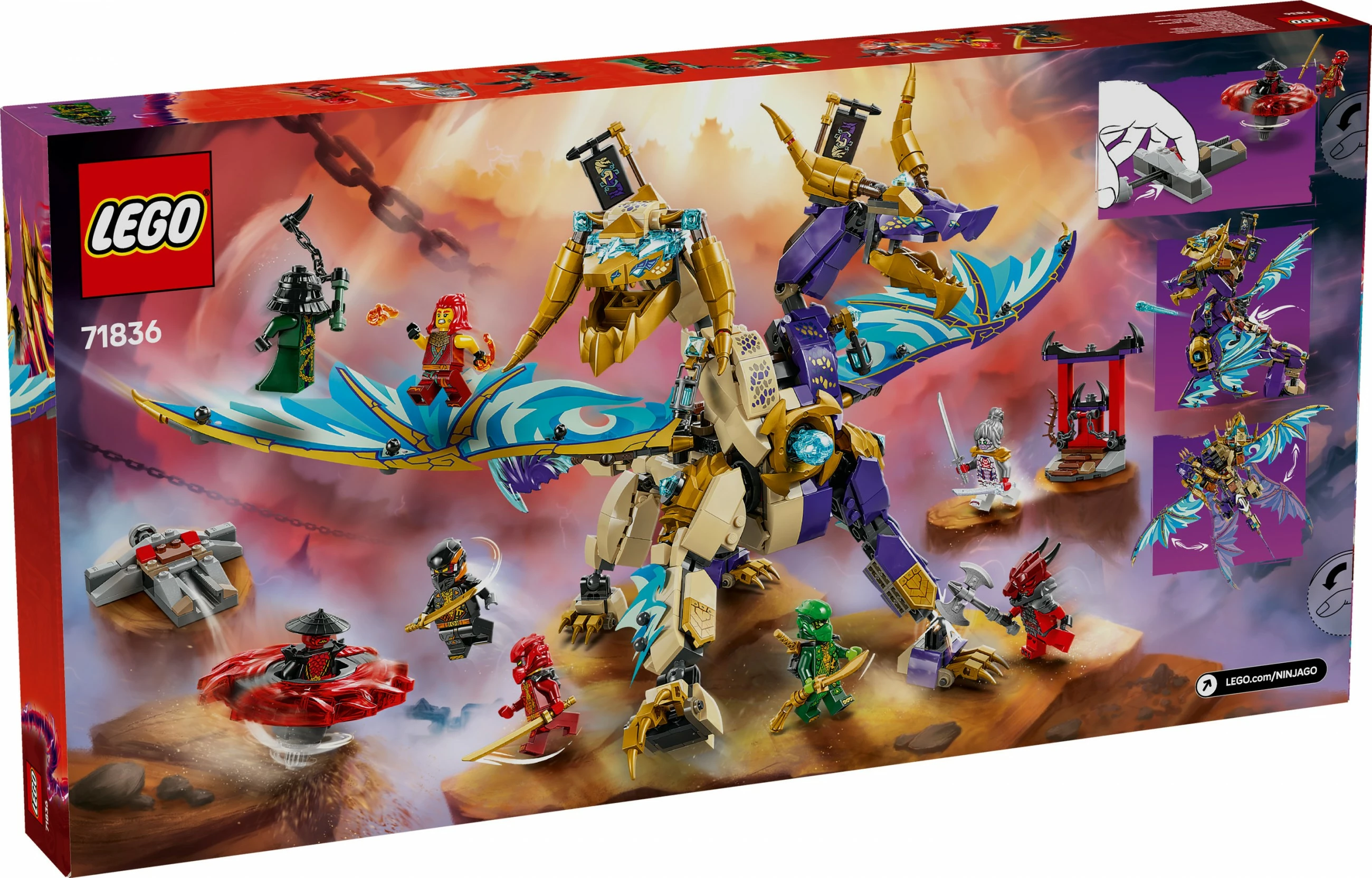 Set za sestavljanje Ninjago Lichtbogendrache LEGO 71836, 869 kosov, večbarven