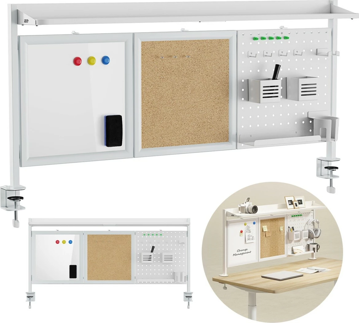 Ločilo za mizo Ergo Office ER-300W, belo, z organizacijskimi dodatki