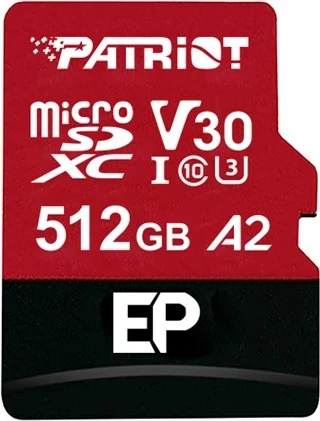 Kartica pomnilnika Patriot Memory EP A2, 512 GB, MicroSDXC, V30 U3, črna