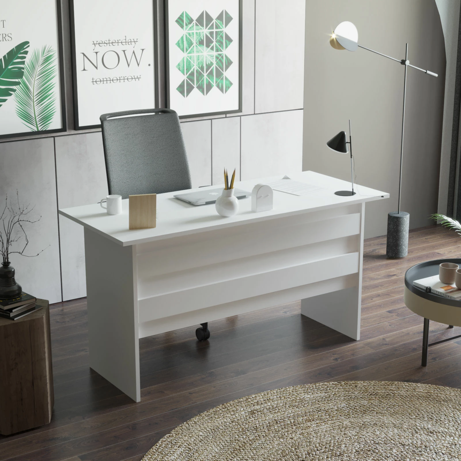 Pisarniški set pohištva Hanah Home Vo14-W, bel
