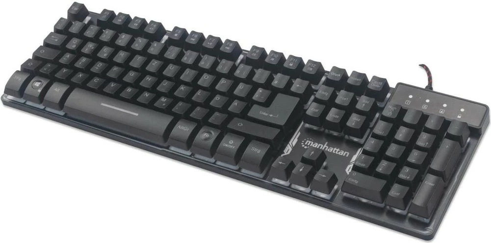 Gaming tipkovnica MANHATTAN USB, LED, full-size, španska, črna