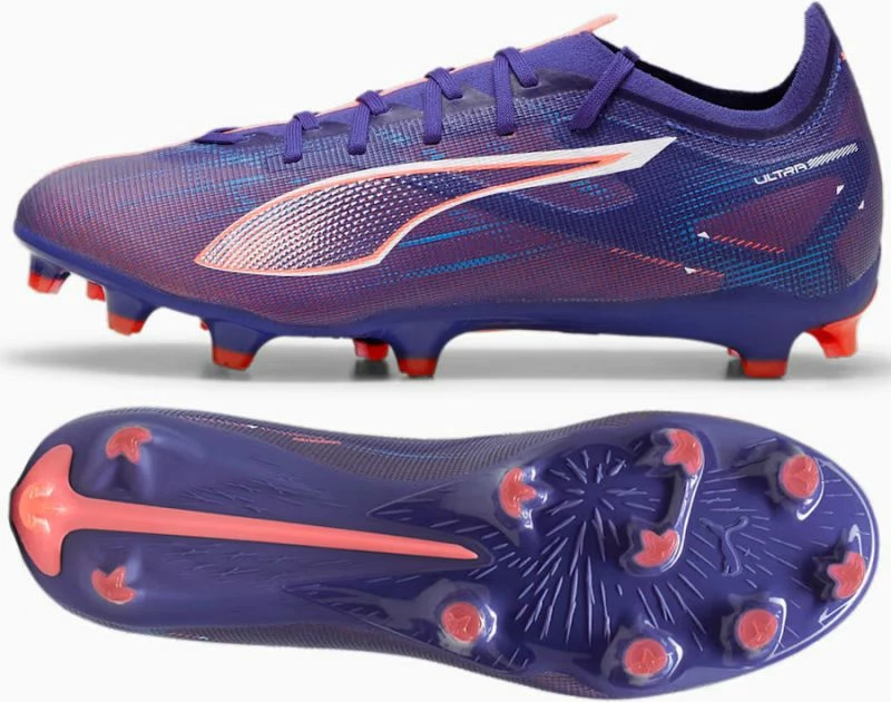 Nogometni čevlji Ultra 5 Match FG/MG Puma, moški, vijolični