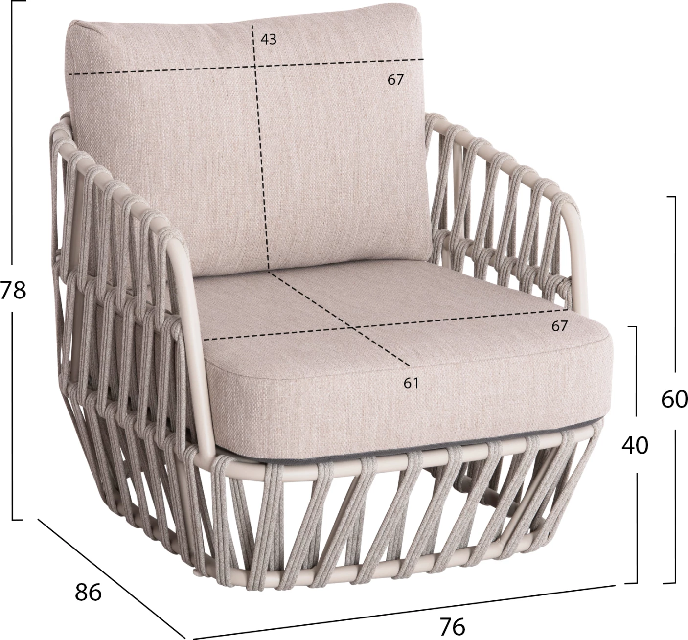 Zunanji vrtni garnitura 4-delna, kremno-bež, aluminij-čekan bež vrvica, OLEFIN blago & naravni TEAK les SABO FH6208.02