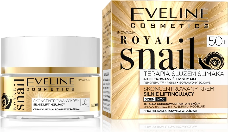 Krema za obraz, koncentrirana lifting 50+ Eveline Cosmetics Royal Snail, 50 ml