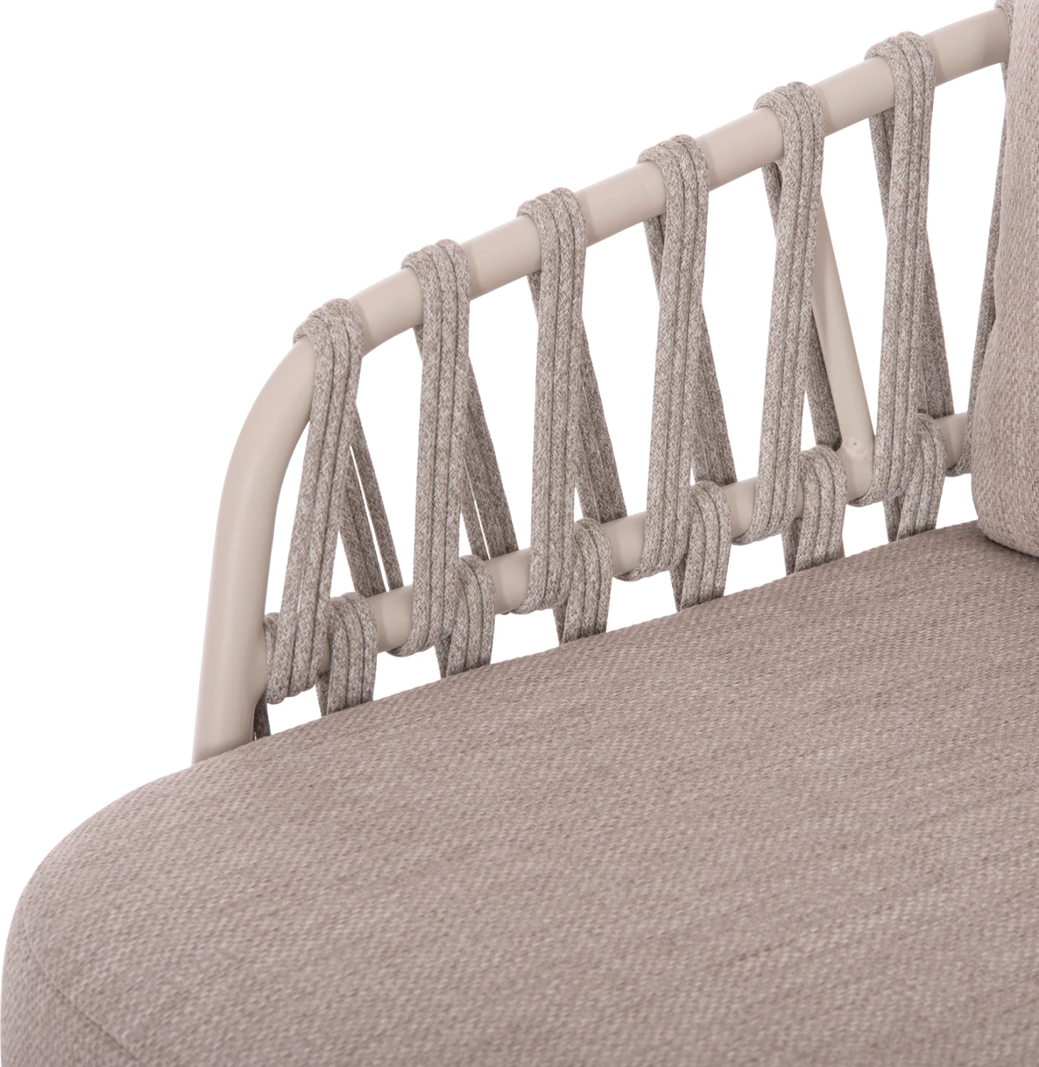 Zunanji vrtni garnitura 4-delna, kremno-bež, aluminij-čekan bež vrvica, OLEFIN blago & naravni TEAK les SABO FH6208.02