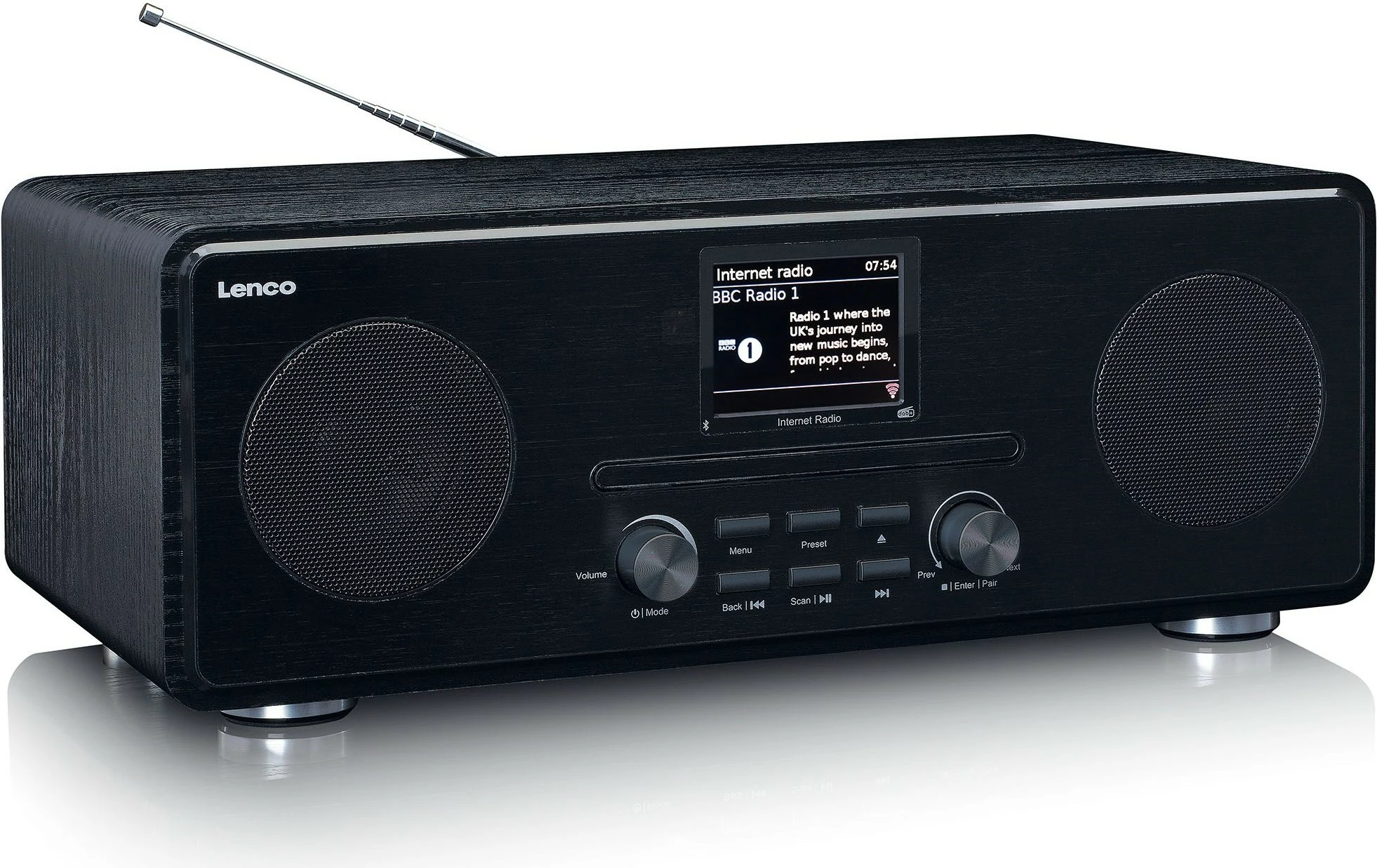 Internetni radio Lenco DIR-260BK, DAB+, Bluetooth, CD, 2x zvočnika, črn