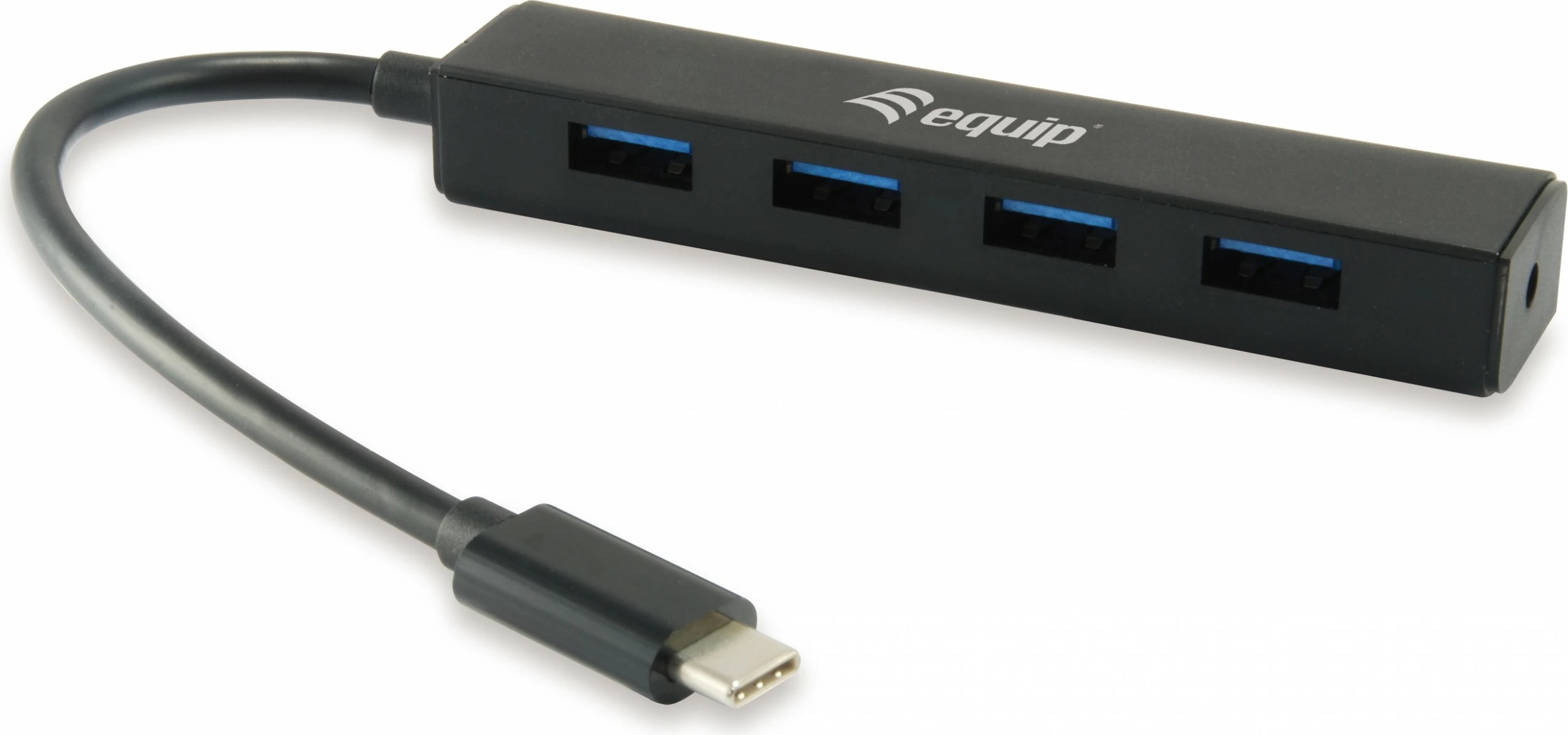 USB razširitveni hub, 4 USB 3.2 Gen 1 Type-A porte, Type-C na Type-A, Equip 128954, črn