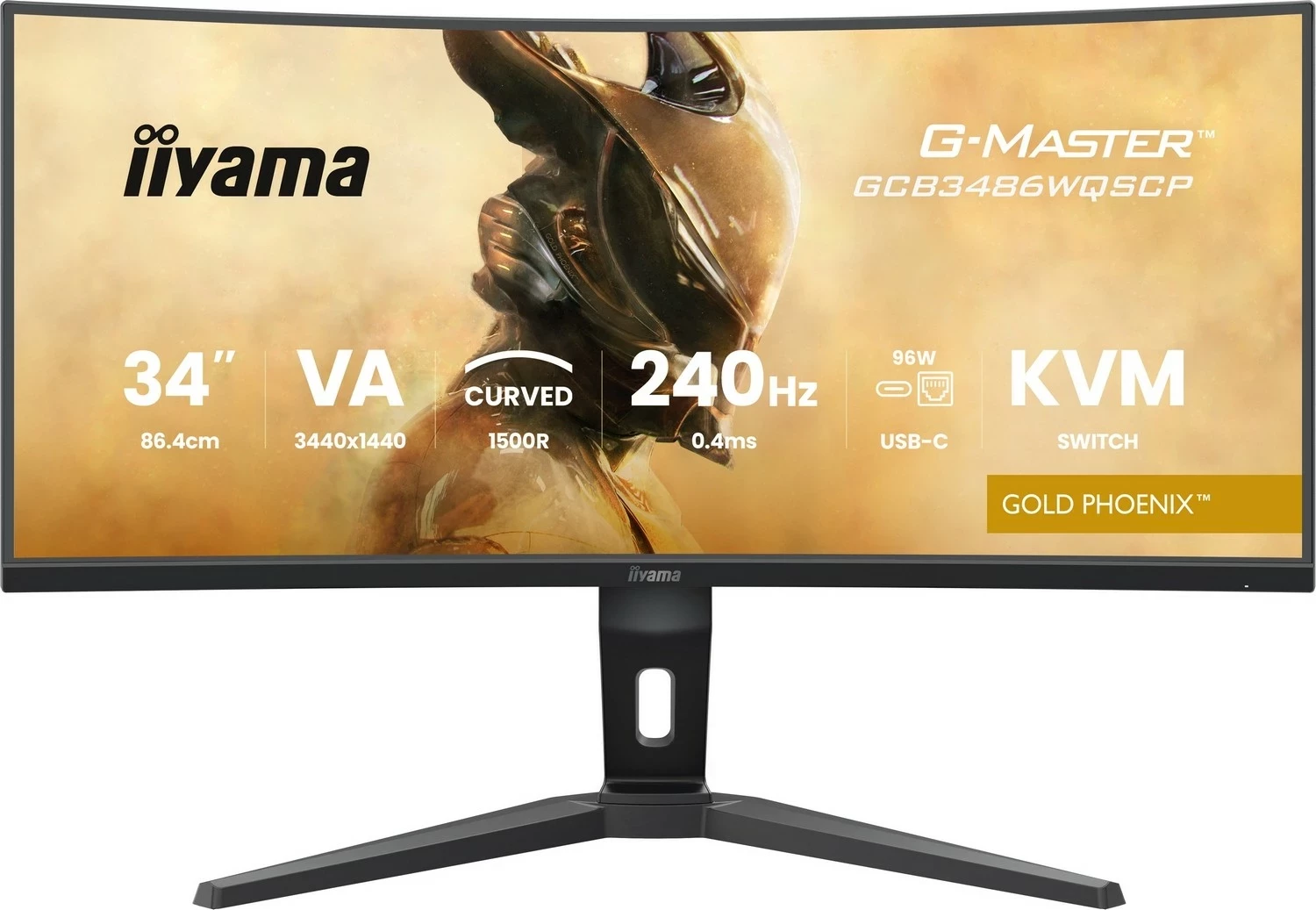 Ukristalnjen zaslon 34" UWQHD 240Hz ukrivljen, iiyama G-Master GCB3486WQSCP-B1, črn
