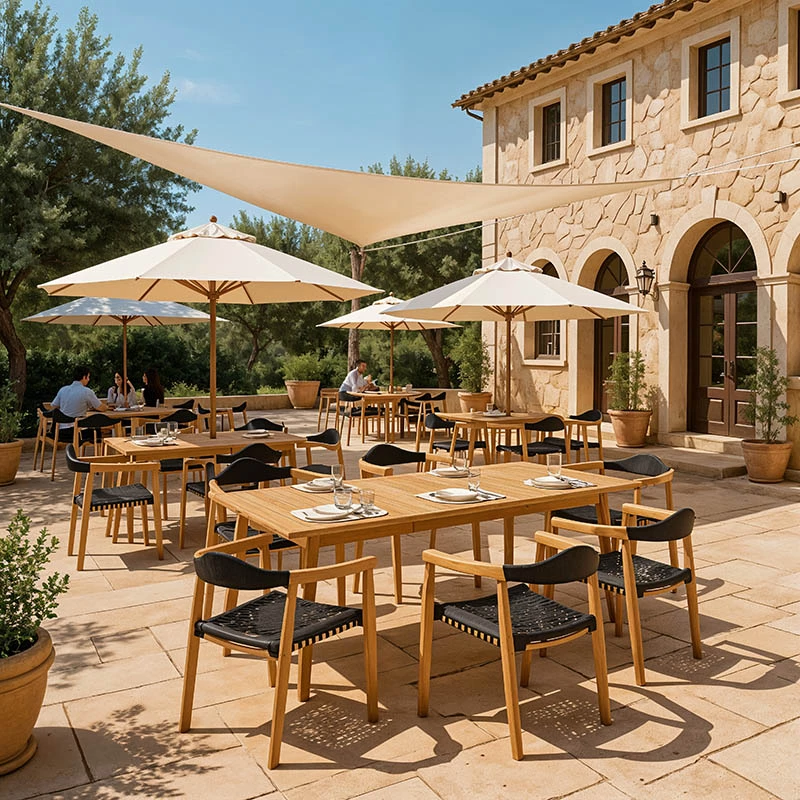 Jedilna garnitura 7-delna Ganny-Pino, teak naraven - črn 180/240x100x75 cm