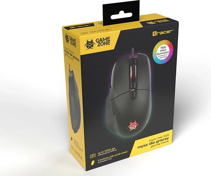 Gaming miška Tracer GameZone ODIN RGB, 12000 DPI, 8 gumbov, črna