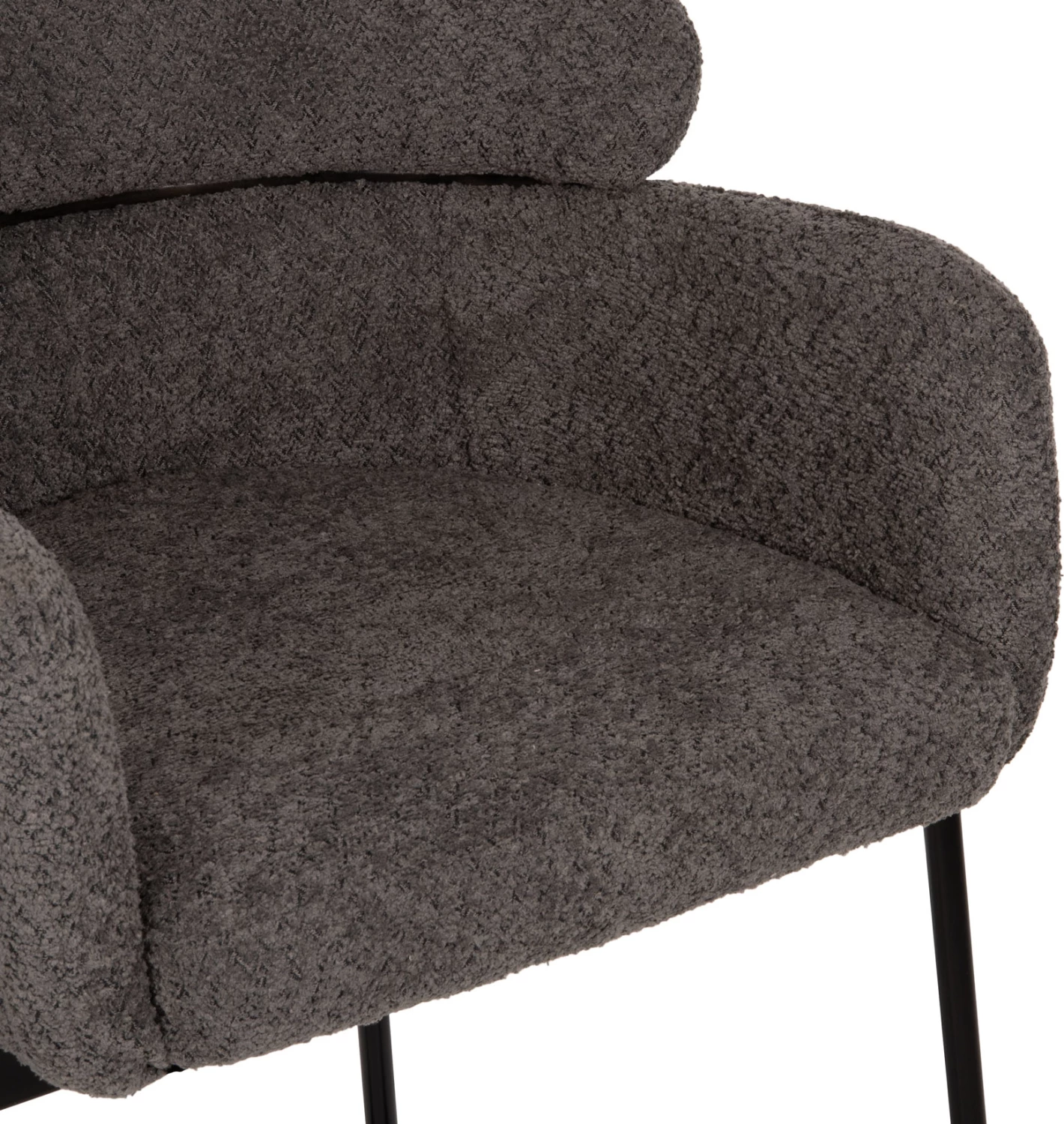 Barski stol srednje višine WOLF FH8584.01 siva boucle tkanina-črne kovinske noge 56x56x96Hcm, set 2 kosov