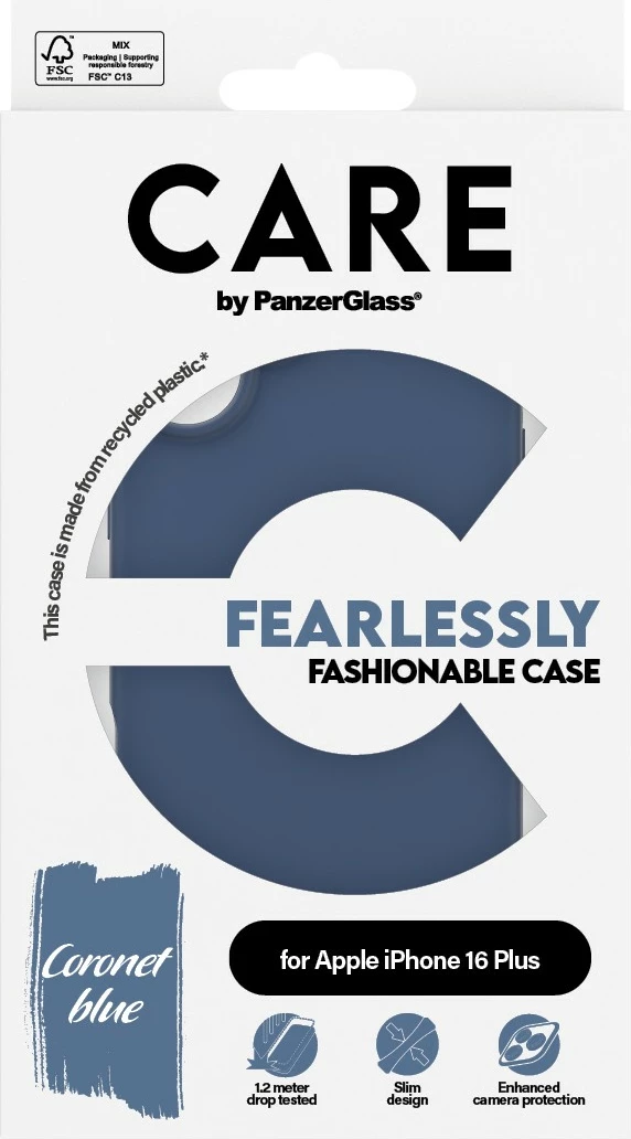 Moderen silikonski ovitek PanzerGlass CARE Case Fashion Blue za iPhone 16 Plus, moder