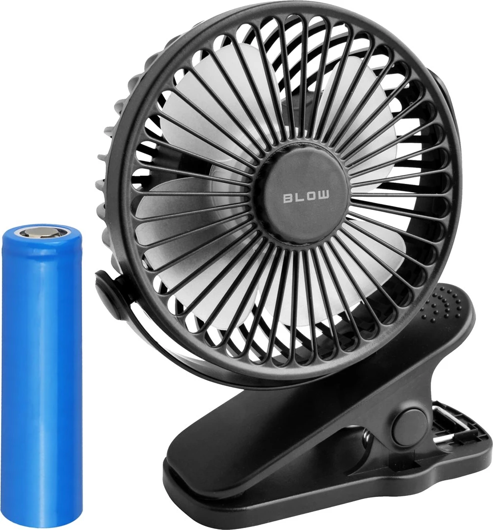 Namizni ventilator 10 cm, USB in na baterije, črn BLOW