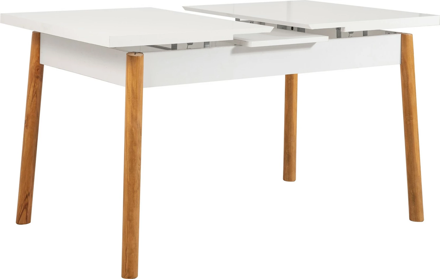 Raztegljiva jedilna miza z 4 stoli, 5-delni set, Skye Decor, barva beli kamen Santiago