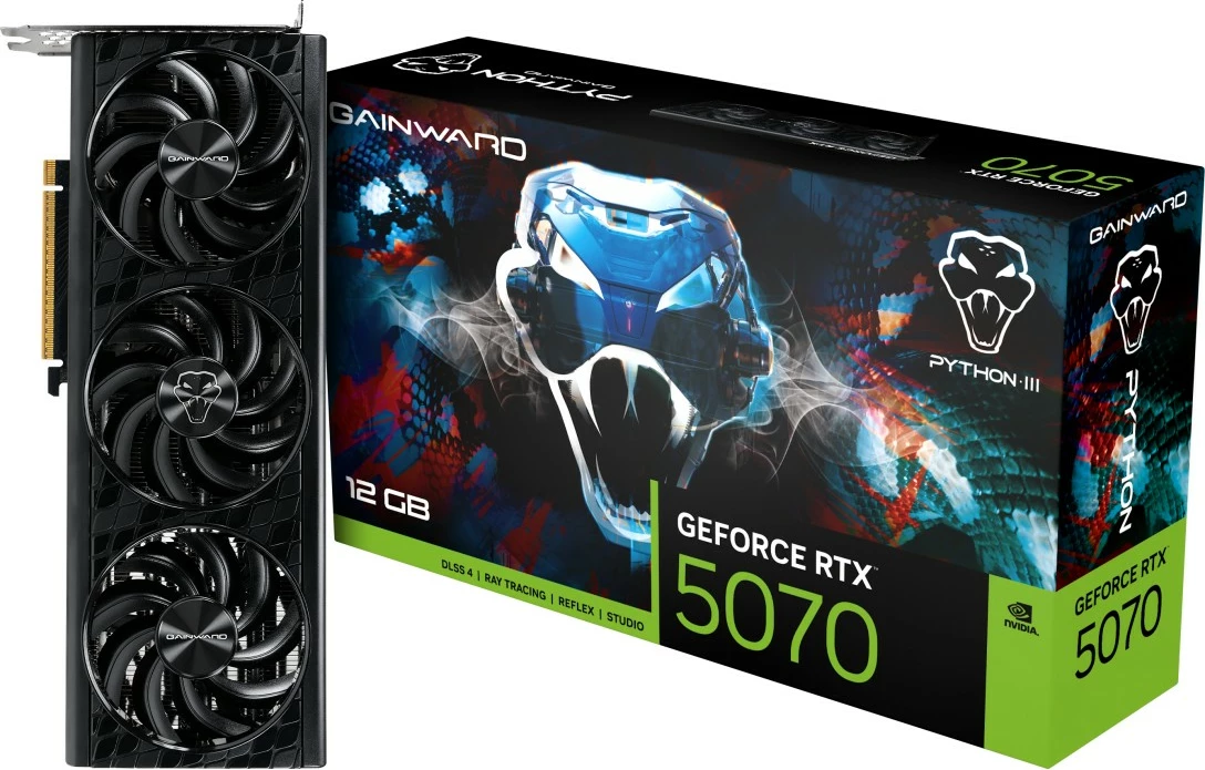 Grafična kartica Gainward GeForce RTX 5070 Python III, 12 GB, PCI Express 5.0, črna