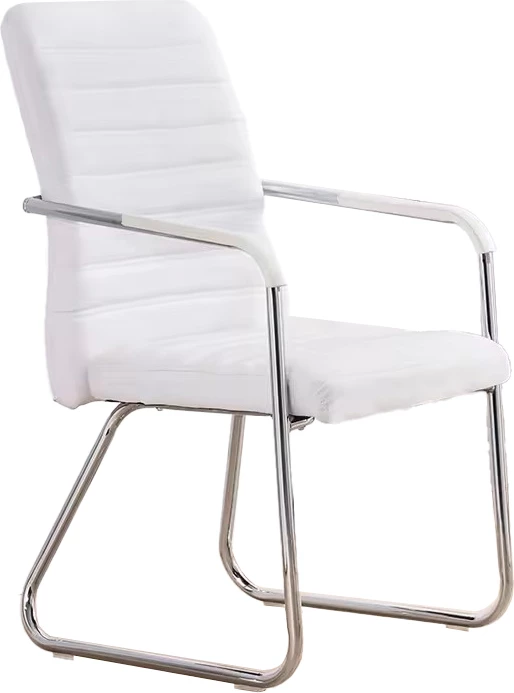 Zložljiv sedež za goste Sefine, bel PU-krom, 53x45x97 cm